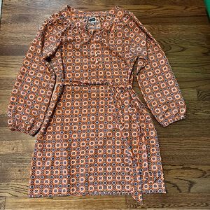 Mudpie orange and blue print dress medium